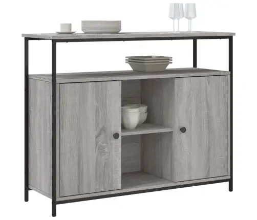 Kumode, Pelēka Ozolkoka, 100X35X80 Cm, Inženierijas Koks Vidaxl