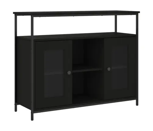 Šoninė Spintelė, Juodos Spalvos, 100X35X80cm Apdirbta Mediena Šoninė Spintelė, Juodos Spalvos, 100X35X80cm Apdirbta Mediena