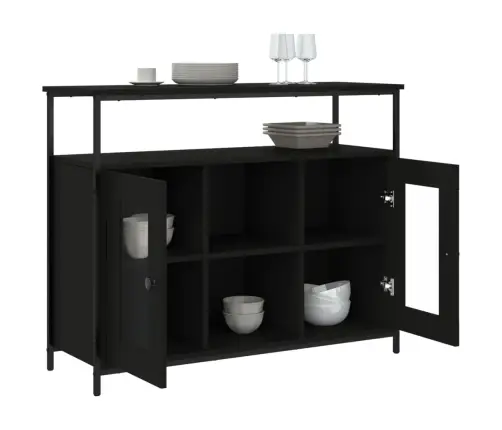 Šoninė Spintelė, Juodos Spalvos, 100X35X80cm Apdirbta Mediena Šoninė Spintelė, Juodos Spalvos, 100X35X80cm Apdirbta Mediena