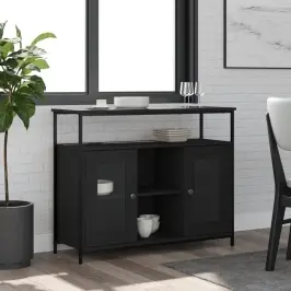 Šoninė Spintelė, Juodos Spalvos, 100X35X80cm Apdirbta Mediena