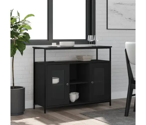 Šoninė Spintelė, Juodos Spalvos, 100X35X80cm Apdirbta Mediena Šoninė Spintelė, Juodos Spalvos, 100X35X80cm Apdirbta Mediena