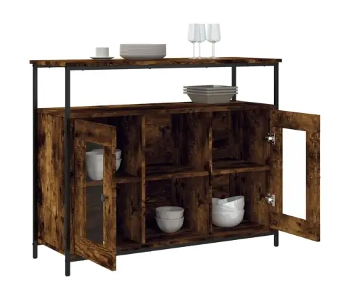 Šoninė Spintelė, Dūminio Ąžuolo, 100X35X80cm Apdirbta Mediena