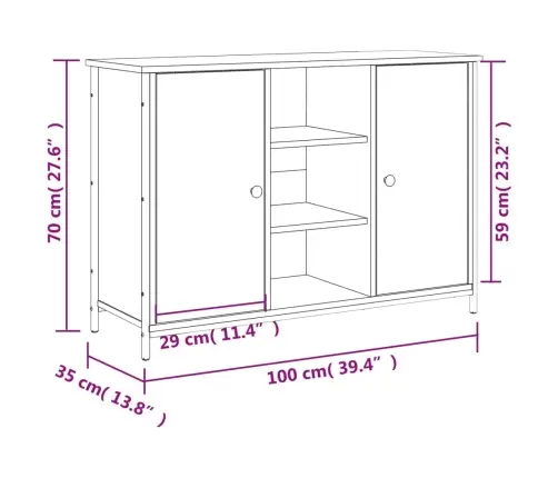 Kumode, Pelēka Ozolkoka, 100X35X70 Cm, Inženierijas Koks Vidaxl
