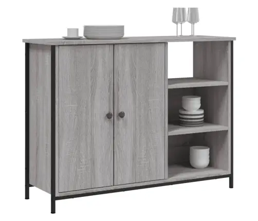 Šoninė Spintelė, Pilka Ąžuolo, 100X33X75cm Apdirbta Mediena Šoninė Spintelė, Pilka Ąžuolo, 100X33X75cm Apdirbta Mediena