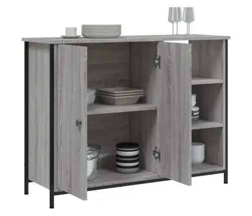 Šoninė Spintelė, Pilka Ąžuolo, 100X33X75cm Apdirbta Mediena Šoninė Spintelė, Pilka Ąžuolo, 100X33X75cm Apdirbta Mediena