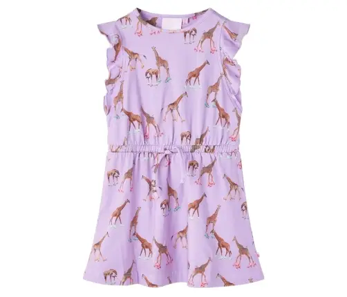 Bērnu Kleita Ar Volānu Piedurknēm Un Savelkamu Aukliņu, Lillā, 116