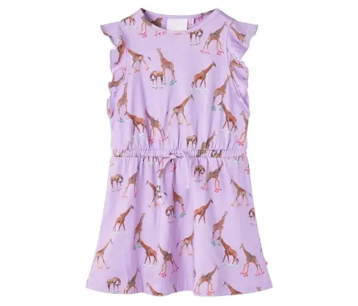 Varrukateta Laste Kleit Volangide Ja Pingutusnööriga, Lilla, 128