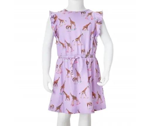 Varrukateta Laste Kleit Volangide Ja Pingutusnööriga, Lilla, 128