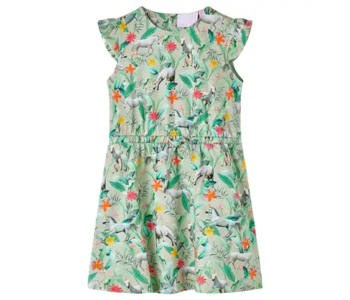 Bērnu Kleita Ar Brīvām Piedurknēm, Gaiša Haki, 92