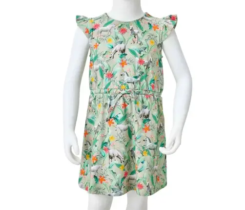 Laste Kleit, Lühikeste Varrukatega, Hele Khaki, 104