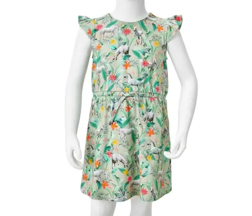 Vaikiška Suknelė Laisvomis Rankovėmis, Šviesi Chaki, 116 Dydžio