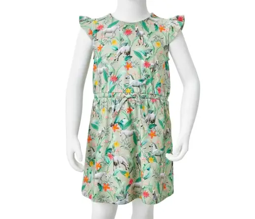 Bērnu Kleita Ar Brīvām Piedurknēm, Gaiša Haki, 128