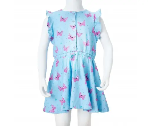 Vaikiška Suknelė Be Rankovių Su Sagutėmis, Mėlynos Spalvos, 128 Dydžio