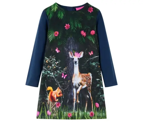 Bērnu Kleita Ar Garām Piedurknēm, Tumši Zila, 140