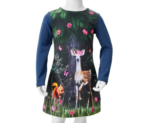 Bērnu Kleita Ar Garām Piedurknēm, Tumši Zila, 140