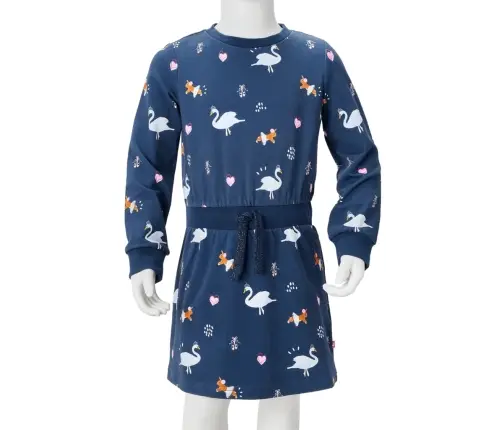 Vaikiška Suknelė Ilgomis Rankovėmis, Tamsiai Mėlyna, 140 Dydžio