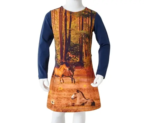 Bērnu Kleita Ar Garām Piedurknēm, Tumši Zila, 104