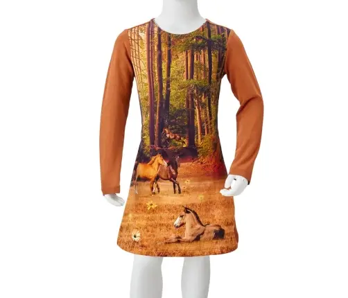 Pikkade Varrukatega Laste Kleit, Konjakipruun, 104