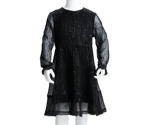 Vaikiška Suknelė Ilgomis Rankovėmis, Juodos Spalvos 92 Dydžio