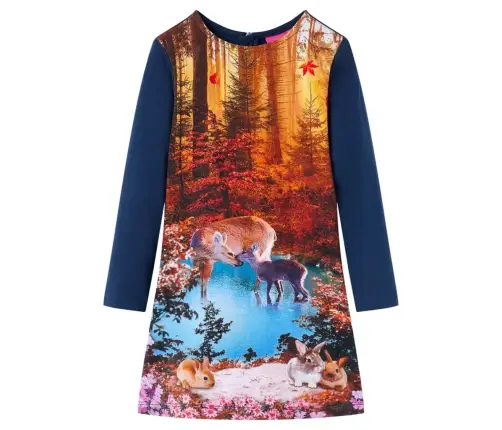 Bērnu Kleita Ar Garām Piedurknēm, Tumši Zila, 116