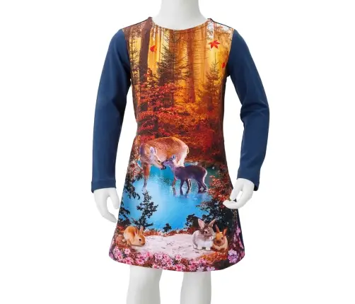 Bērnu Kleita Ar Garām Piedurknēm, Tumši Zila, 116