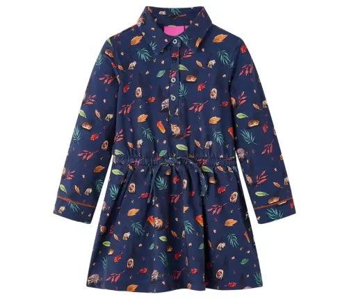 Pikkade Varrukatega Laste Kleit, Tumesinine, 128