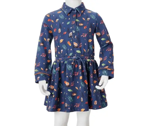 Bērnu Kleita Ar Garām Piedurknēm, Tumši Zila, 140