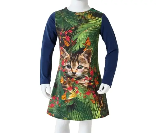 Bērnu Kleita Ar Garām Piedurknēm, Tumši Zila, 116