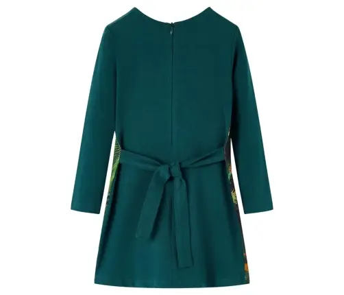 Vaikiška Suknelė Ilgomis Rankovėmis, Tamsiai Žalia, 104 Dydžio