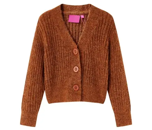 Laste Kardigan, Kootud, Konjakipruun, 128