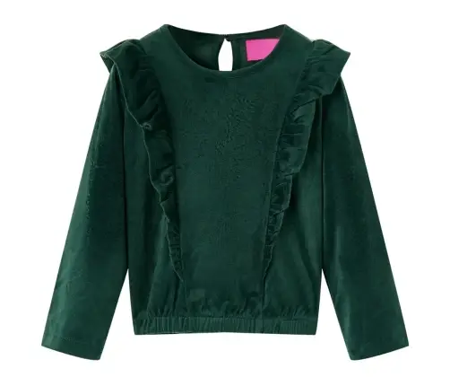 Bērnu Blūze Ar Volāniem, Tumši Zaļa, 140