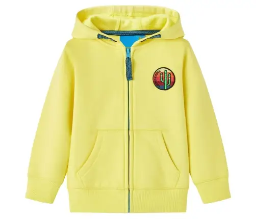 Vaikiškas Sportinis Megztinis Su Gobtuvu Ir Užtrauktuku, Geltonas