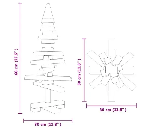 Koka Ziemassvētku Eglīte Dekorēšanai, 60 Cm, Priedes Masīvkoks Vidaxl