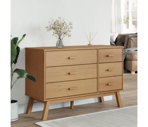 Spintelė Su Stalčiais Olden, Ruda, Pušies Medienos Masyvas