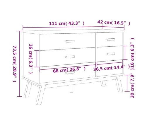 Spintelė Su Stalčiais Olden, Ruda, Pušies Medienos Masyvas