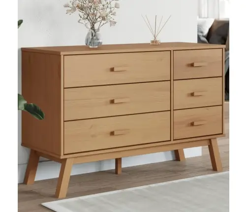 Spintelė Su Stalčiais Olden, Ruda, Pušies Medienos Masyvas