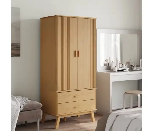 Skapis Olden, 76,5X53X172 Cm, Brūns, Priedes Masīvkoks Vidaxl