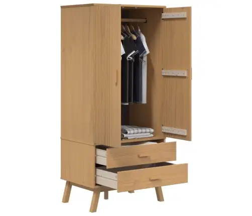 Skapis Olden, 76,5X53X172 Cm, Brūns, Priedes Masīvkoks Vidaxl