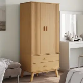 Skapis Olden, 76,5X53X172 Cm, Brūns, Priedes Masīvkoks Vidaxl
