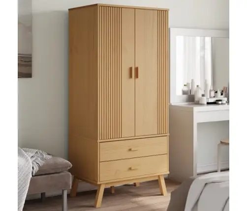 Skapis Olden, 76,5X53X172 Cm, Brūns, Priedes Masīvkoks Vidaxl