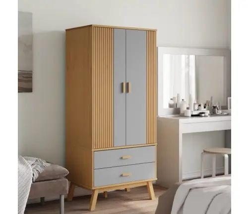 Skapis Olden, Brūns, Pelēks, 76,5X53X172 Cm, Priedes Masīvkoks Vidaxl