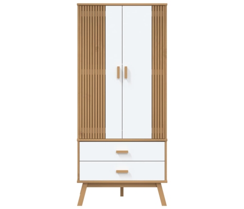 Skapis Olden, 76,5X53X172 Cm, Balts, Brūns, Priedes Masīvkoks Vidaxl