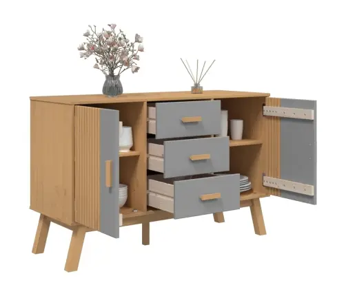 Kumode Olden, Pelēka, Brūna, 114X43X73,5 Cm, Priedes Masīvkoks Vidaxl