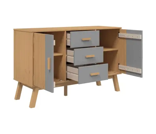 Kumode Olden, Pelēka, Brūna, 114X43X73,5 Cm, Priedes Masīvkoks Vidaxl