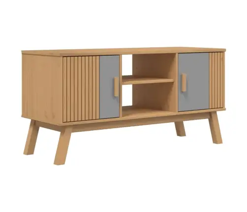 Tv Skapītis Olden, Pelēks Un Brūns, 114X43X57 Cm, Priedes Koks Vidaxl