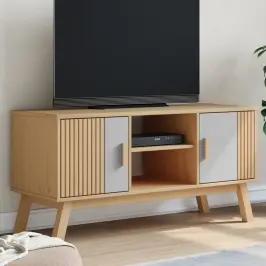 Tv Skapītis Olden, Pelēks Un Brūns, 114X43X57 Cm, Priedes Koks Vidaxl