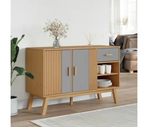 Kumode Olden, Pelēka, Brūna, 114X43X73,5 Cm, Priedes Masīvkoks Vidaxl