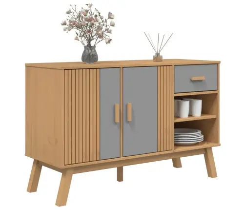 Kumode Olden, Pelēka, Brūna, 114X43X73,5 Cm, Priedes Masīvkoks Vidaxl