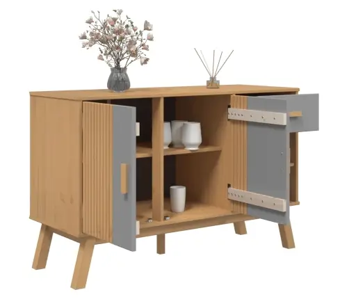 Kumode Olden, Pelēka, Brūna, 114X43X73,5 Cm, Priedes Masīvkoks Vidaxl