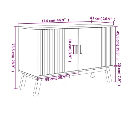Šoninė Spintelė Olden, Pilka/Ruda, 114X43X73,5cm Pušis